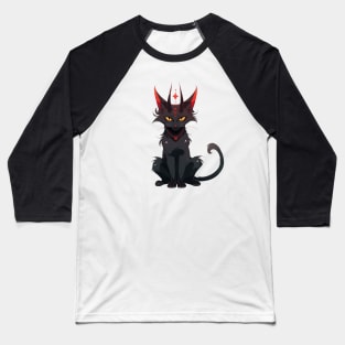 Demonic Black Cat Baseball T-Shirt